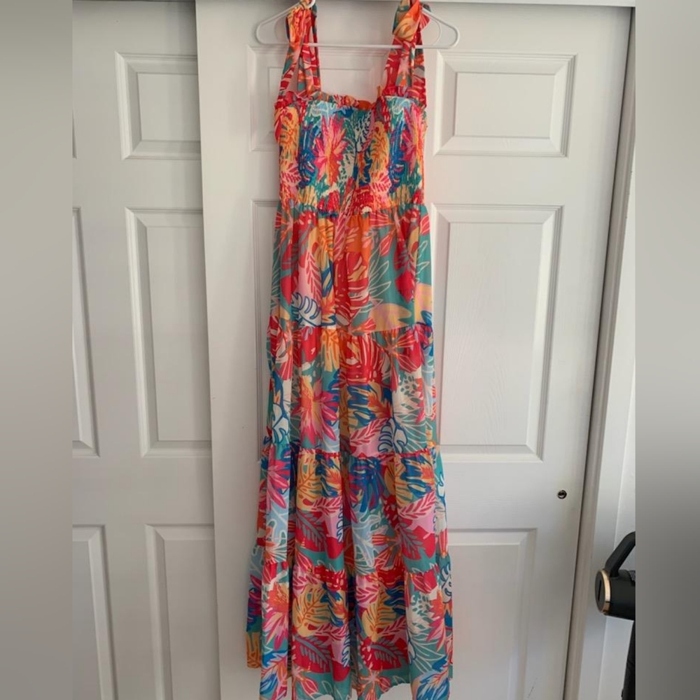 Womens L Tropical flowy dress
